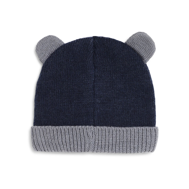 Boys Dark Blue Knitted Hat with Scarf image number 2